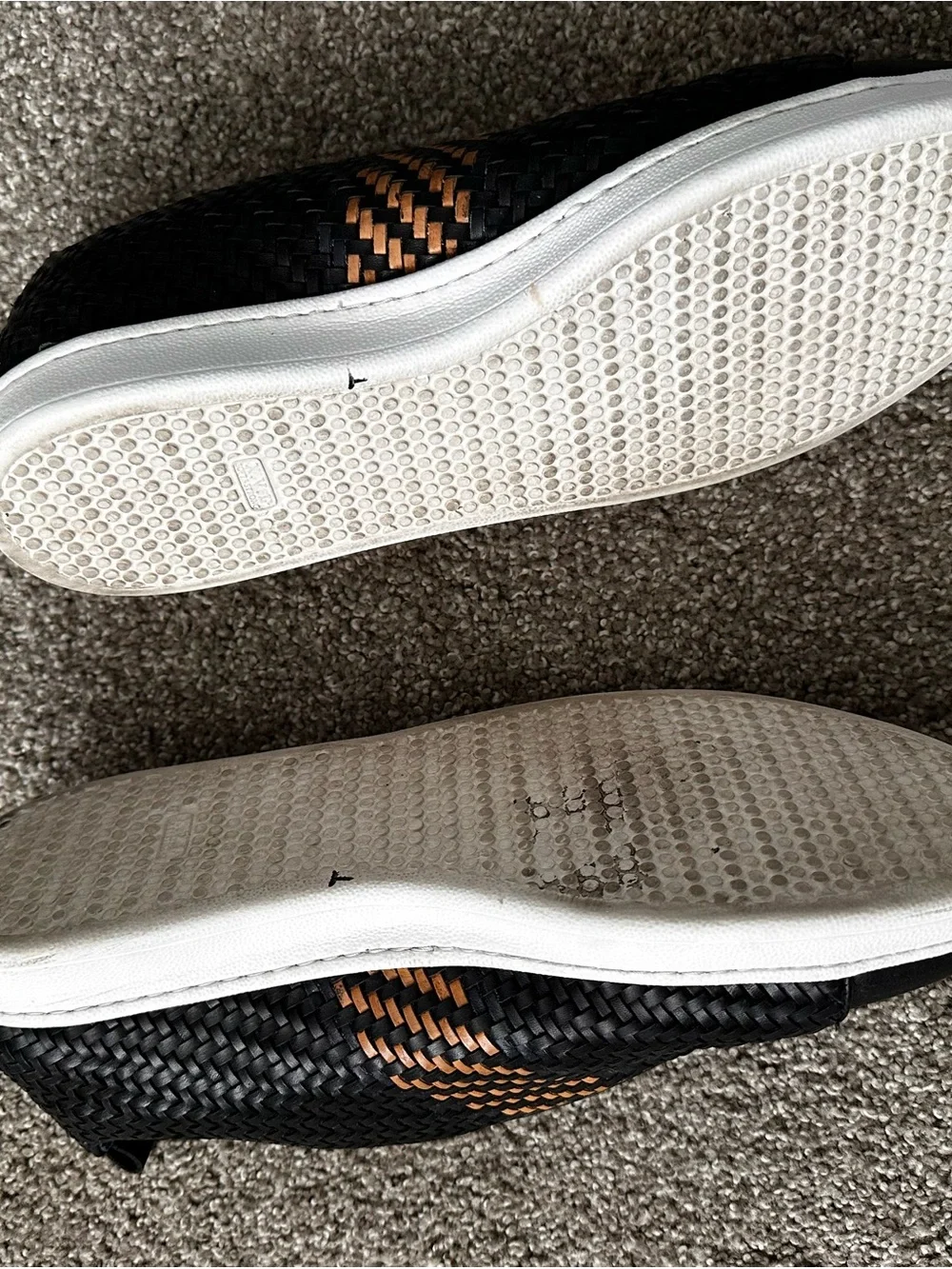 Maceoo Black Woven Slip-Ons with Tan Accents